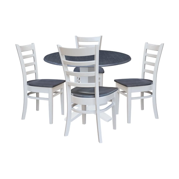 International Concepts 42" Round Drop Leaf Table with Four Dining Chairs