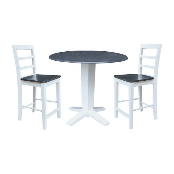 42" Round Drop Leaf Table with Two Stools