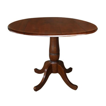 42" Round Dual Drop Leaf Pedestal Table - 29.5"H  Espresso