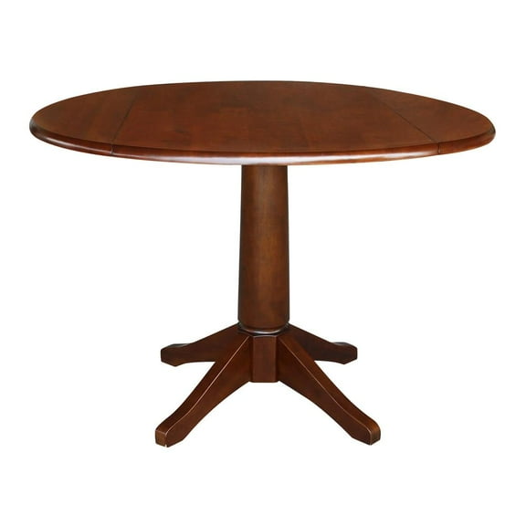 42" Round Dual Drop Leaf Pedestal Table - 30.3"H  Espresso