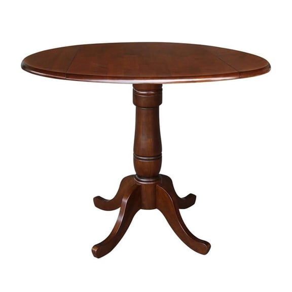 42" Round Dual Drop Leaf Pedestal Table - 35.5"H Espresso