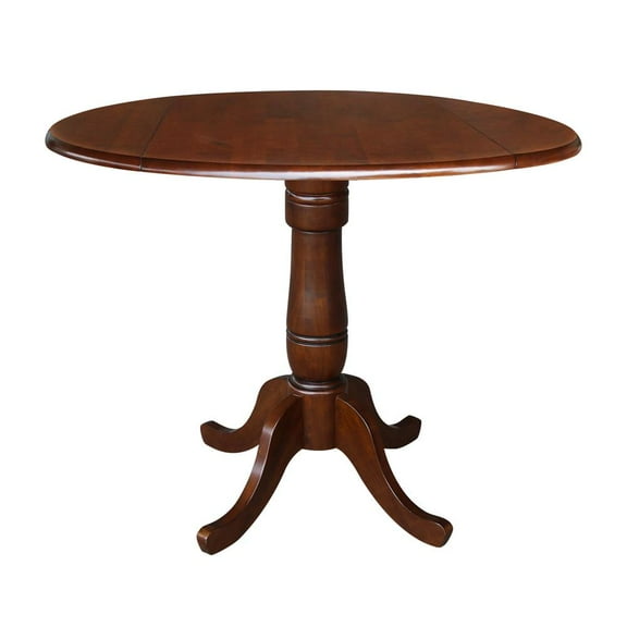 42" Round Dual Drop Leaf Pedestal Table - 35.5"H  Espresso