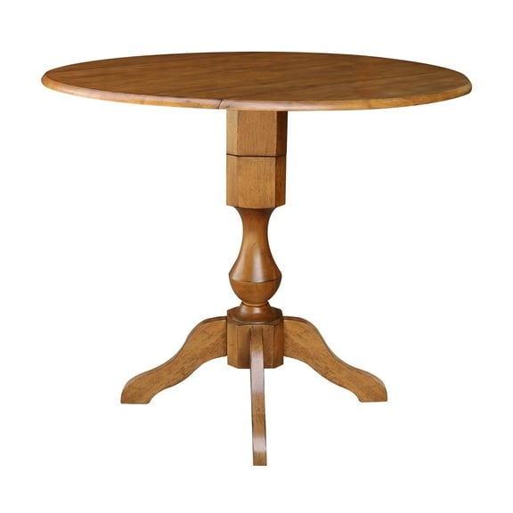 42" Round Dual Drop Leaf Pedestal Table 36.3"H - Pecan