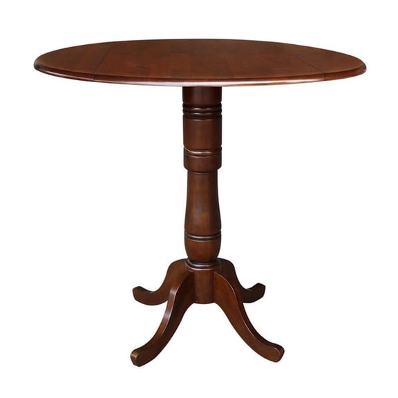 42" Round Dual Drop Leaf Pedestal Table - 41.5"H  Espresso