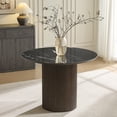 thumbnail image 1 of 42" Round Marble Top Dining Table with Fluted Solid Wood Base, Sintered Stone Dining Table for 4, Modern Kitchen & Breakfast Nook, 1 of 7