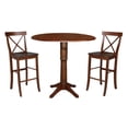 thumbnail image 1 of 42" Round Pedestal Bar Height Table with Two Bar Height Stools  Espresso, 1 of 14