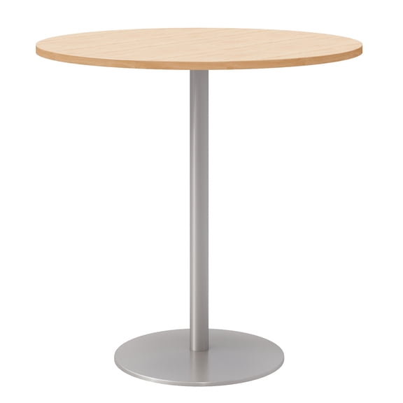 42" Round Pedestal Table - Maple Top - Silver Base - Bistro Height