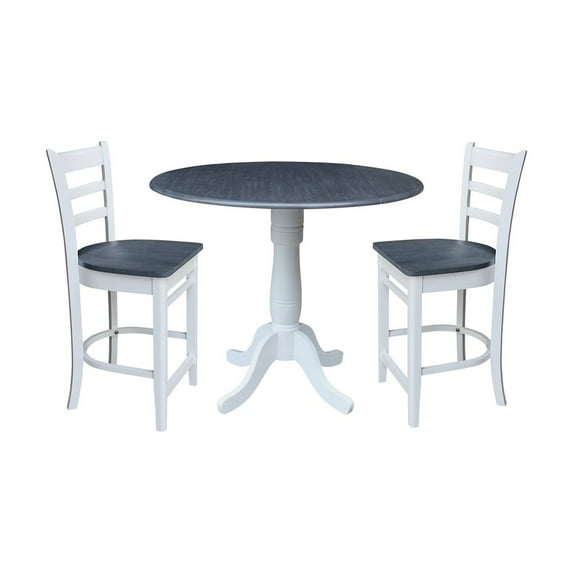 International Concepts 42" Round Pedestal Table with Two Counter Height Stools