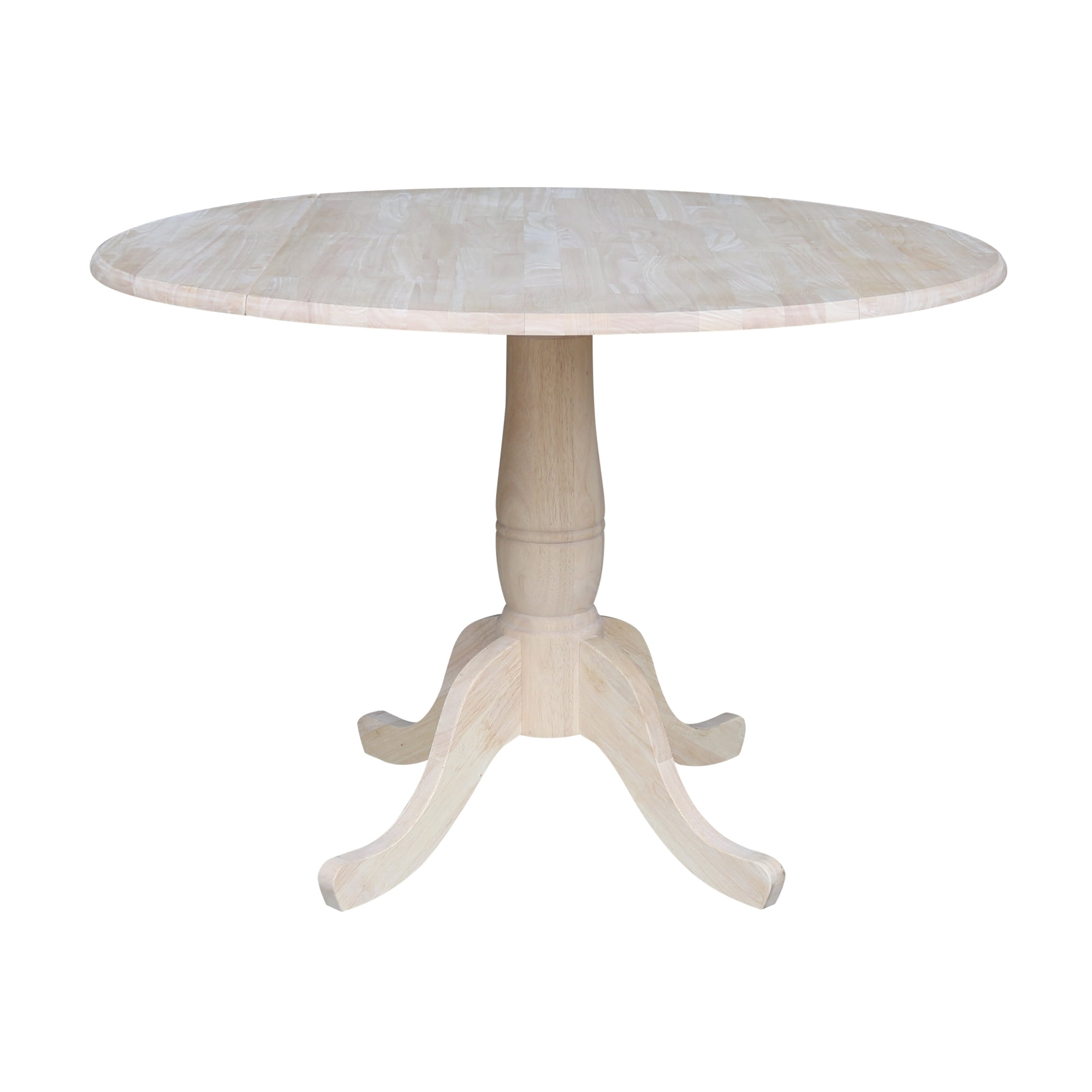 42" Round White Wood Extendable Dining Table