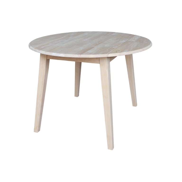 IC International Concepts 42" Round Dual Drop Leaf Dining Table - Unfinished Solid Parawood Table