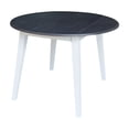 thumbnail image 1 of 42" Round Solid Wood Dual Drop Leaf Table in White and Heather Gray, 1 of 6