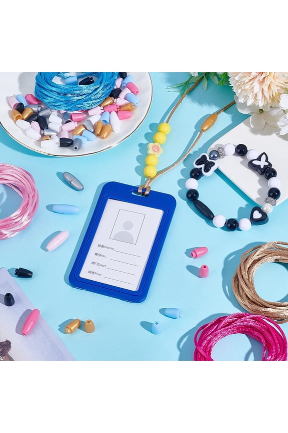 42 Set 7 Colors Lanyard Breakaway Clasps 24mm Bead Barrel Connector Safety Clasp Closure Clasp with 2mm x 38 Yards String Cord for Beadable Necklace Bracelet Jewellery Making