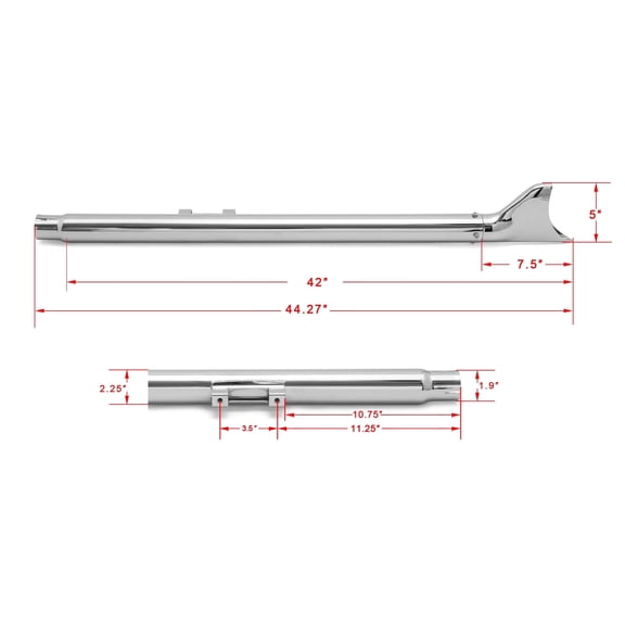 42" Slip On Fishtail Mufflers Exhaust Pipes for Harley 07-17 Softail Fatboy