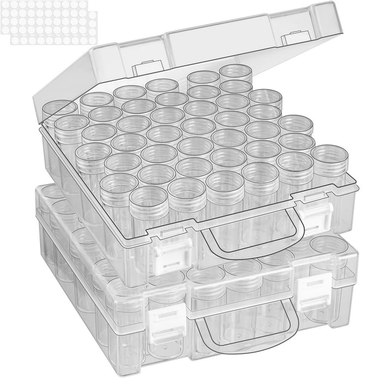 2-Pack 30 Slot Diamond Painting Storage Boxes - Clear Plastic Bead Organizer For Crafts & Rhinestones