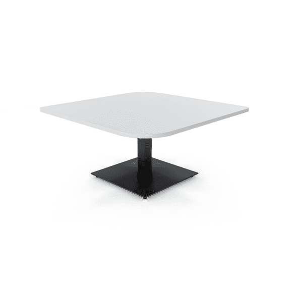 42" Small Duo Shaped Coffee Table With Square Metal Base