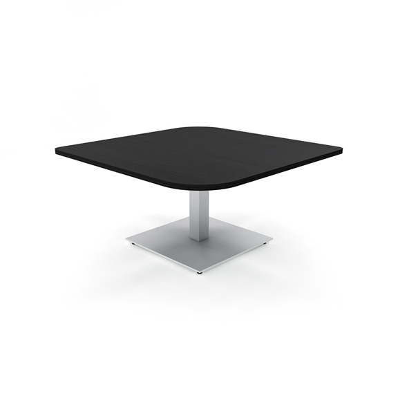 42" Small Duo Shaped Coffee Table With Square Metal Base
