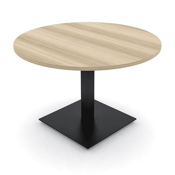 42" Small Round 4 Person Conference Room Table With Square Black Base