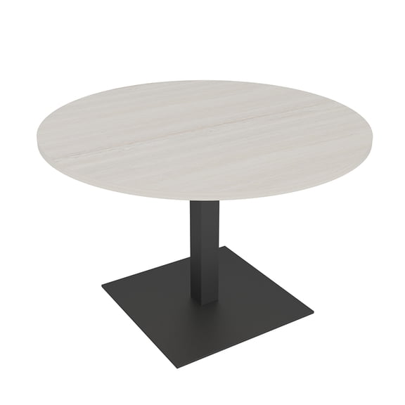 42" Small Round 4 Person Conference Room Table With Square Black Base