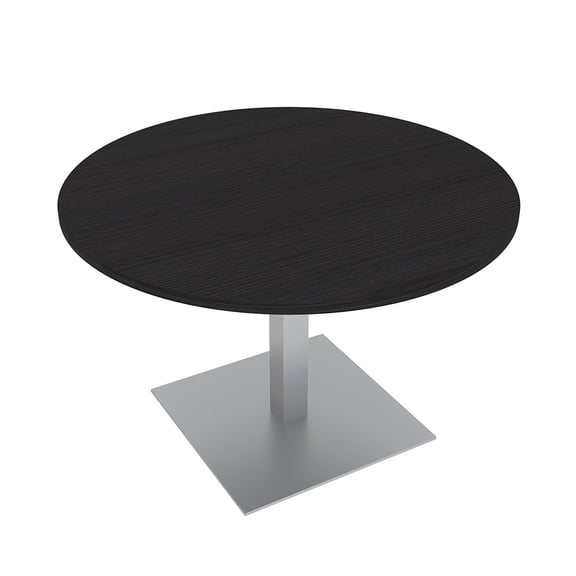 42" Small Round 4 Person Conference Room Table With Square Metal Base