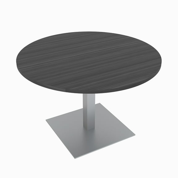42" Small Round 4 Person Conference Room Table With Square Metal Base