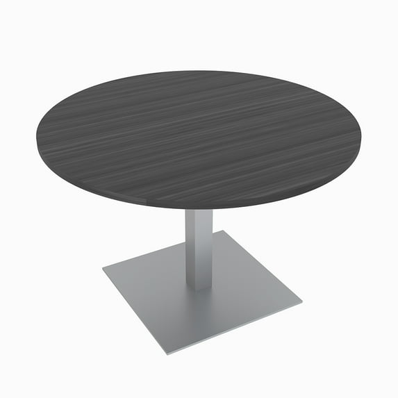 42" Small Round 4 Person Conference Room Table With Square Metal Base