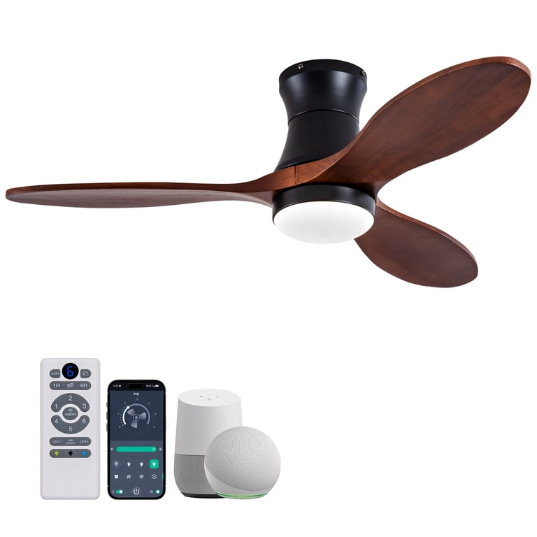 Ombrin 42-Inch Smart Ceiling Fan With RGB Lights – Alexa & Google Compatible, Reversible DC Motor, 6 Speeds, Remote Control, Flush Mount For Bedroom/Living Room