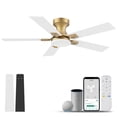 thumbnail image 1 of 42" Smart Wood Flush Mount Ceiling Fan with Lights & Remote, Quiet DC Motor, Indoor/Outdoor Low Profile, WiFi Alexa Voice App Control, 6-Speed Dimmable Modern Fan for Bedroom Patio, 1 of 10