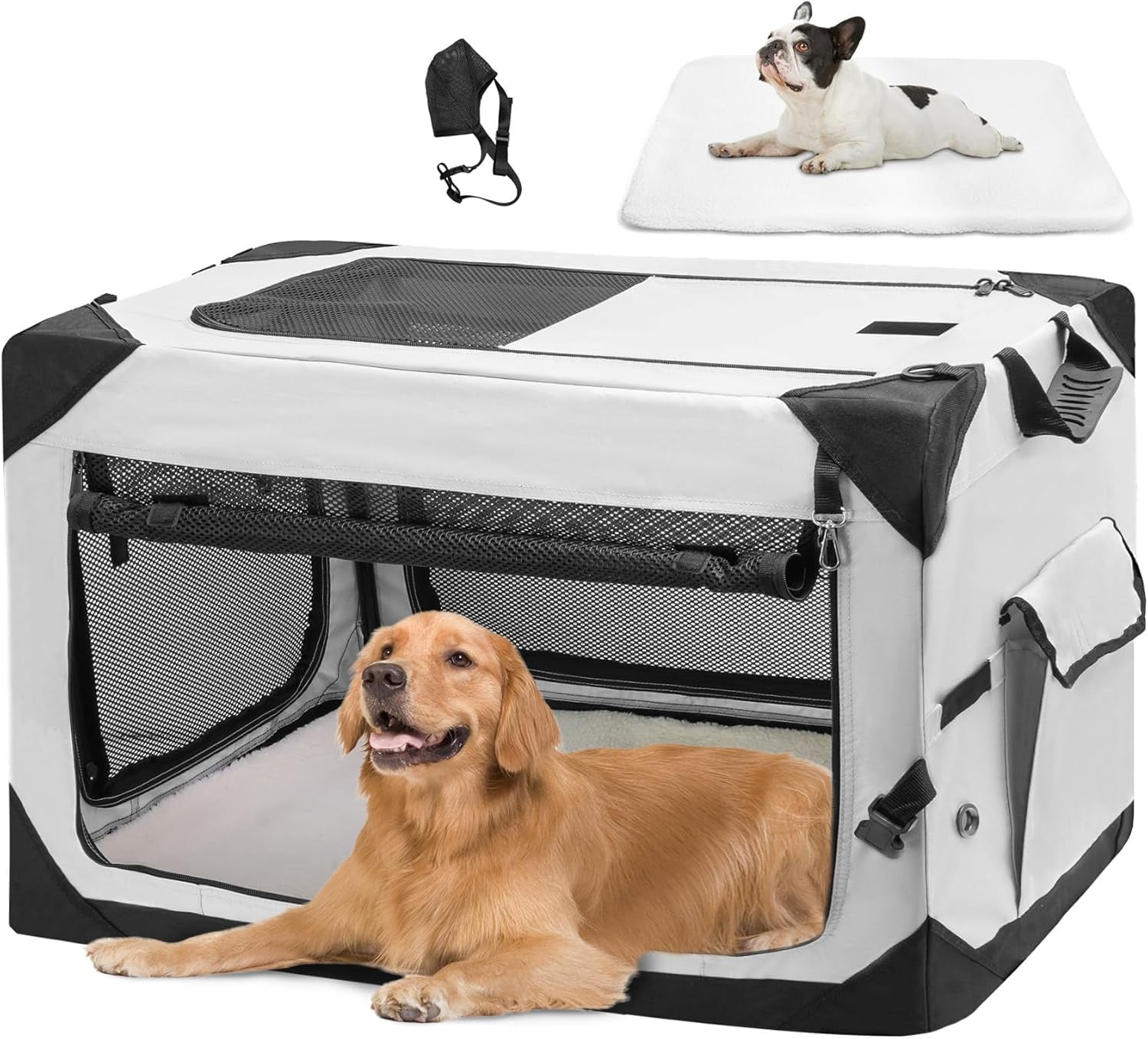 A closer look at Soft Collapsible Dog Crate For Home Safety