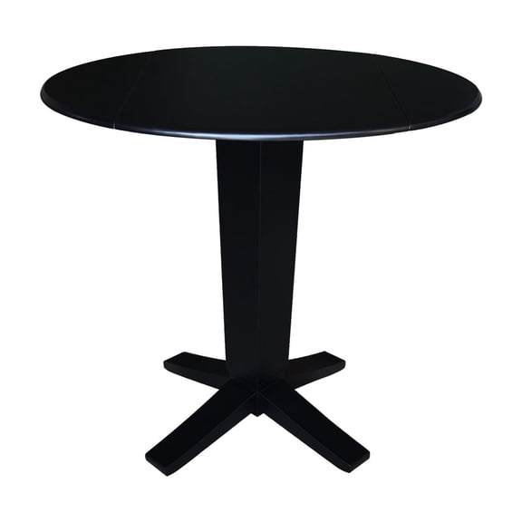 42" Solid Wood Dual Drop Leaf Table with 2 Counter Height Stools