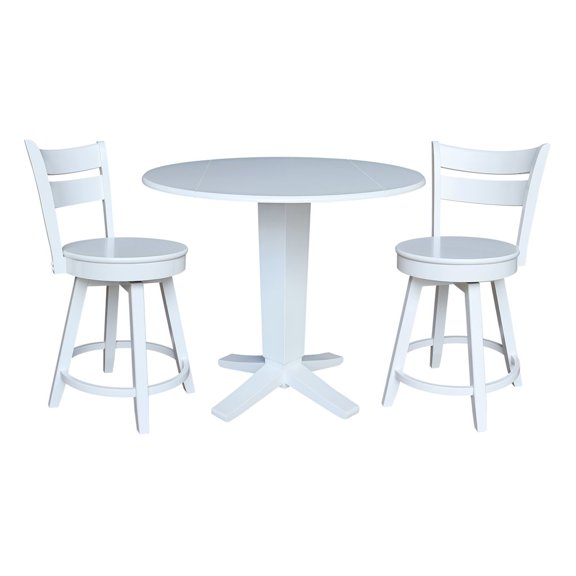 42" Solid Wood Dual Drop Leaf Table with 4 Counter Height Stools