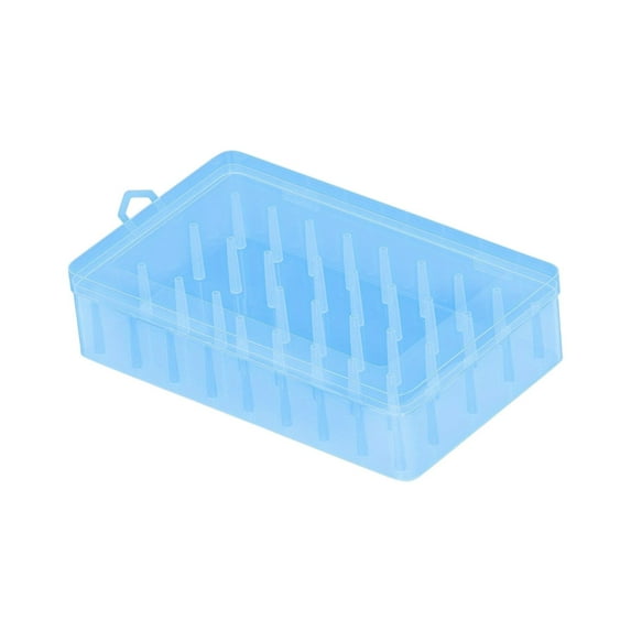 42-Spool Plastic Thread Organizer Box - Transparent Sewing Storage Case, Multi-Functional Desktop Box for Thread Needle Craft Supplies Home Use ( Light Blue )
