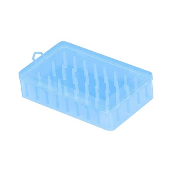 42-Spool Thread and Needle Organizer Box in Light Blue, Multi-Use Plastic Storage Case for Home Sewing, Transparent Desktop Container for Sewing Accessories Buttons and Threads