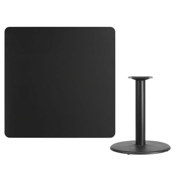 42" Square Black Laminate Table Top With Table Height Round Base - Table Height Restaurant Table