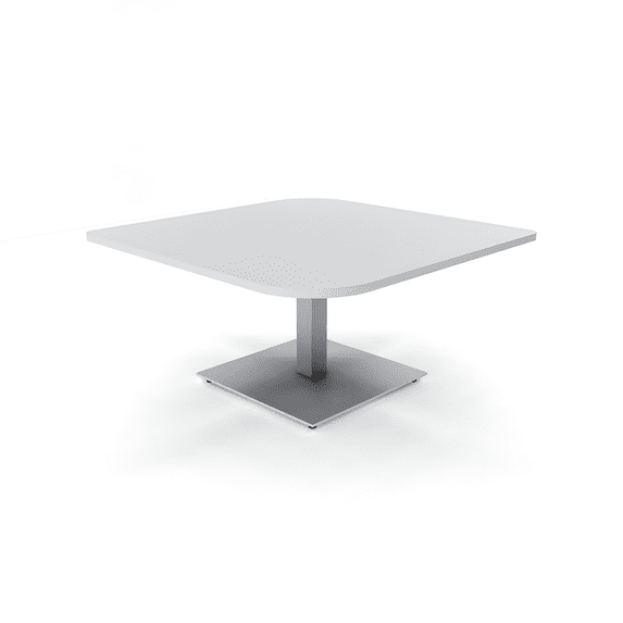 42" Small Duo Shaped Coffee Table With Square Metal Base