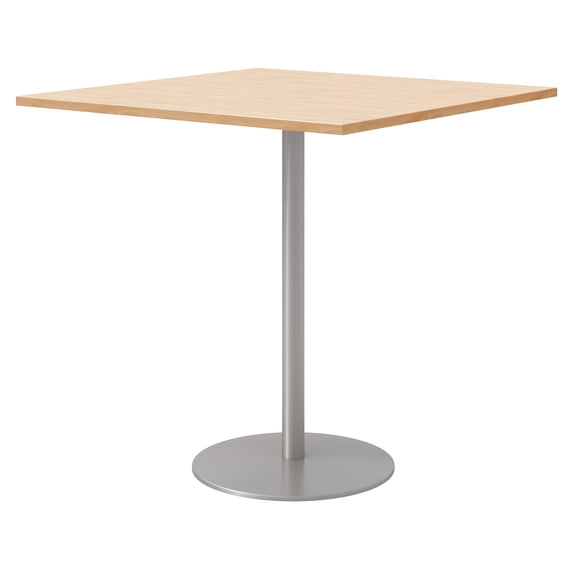 42" Square Pedestal Table - Maple Top - Silver Base - Bistro Height