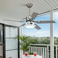 thumbnail image 1 of 42" Stainless Steel Ceiling Fan with LED Light - Industrial 5 Blade Fan Chandelier, 5000 CFM Quiet Motor, 3 Color Temperatures & Remote Control, Adjustable Downrod,for Kitchen/Living Room, 1 of 9