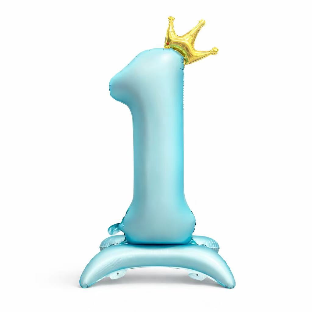 42” Standing Crown Number 1 Balloon, Large Blue Foil Balloon for ...