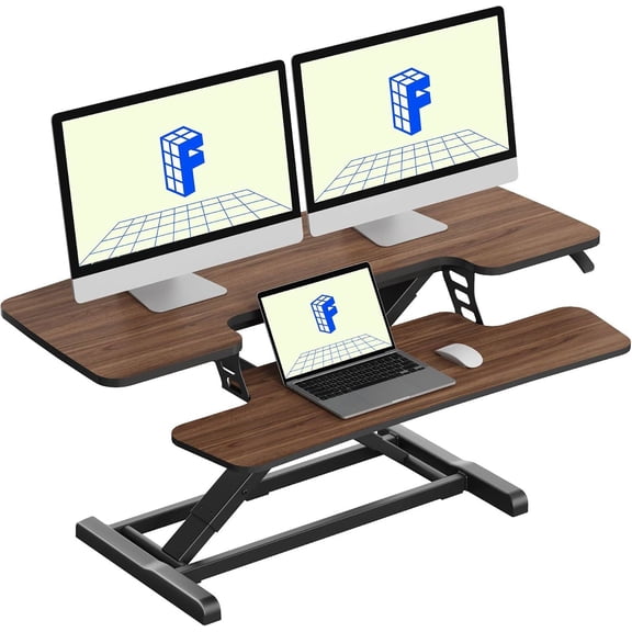 42" Standing Desk Converter with Ergonomic Height Adjustment, Spacious Triple Monitor Workstation, Modern Sit Stand Riser