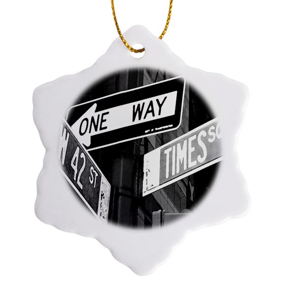 3drose, 42 Street Ny City, 3 inch Snowflake Porcelain Ornament