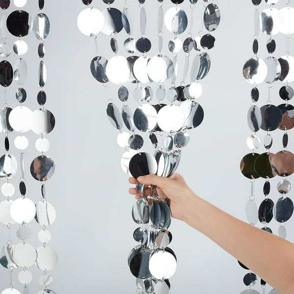 42 Strips Sequin Beaded Curtain Silver Iridescent Doorway Beads Curtain Iridescent Party Decorations Sequin Bead Doorway Hanging for Bedroom Closet Door Birthday Wedding Festivals Supplies