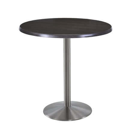 Holland 42" Stainless Round Base Round Table in 36" Charcoal Top