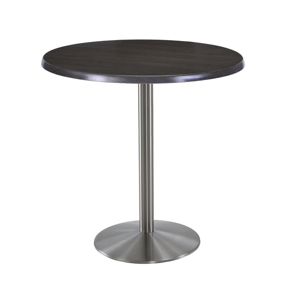 Holland 42" Stainless Round Base Round Table in 36" Charcoal Top