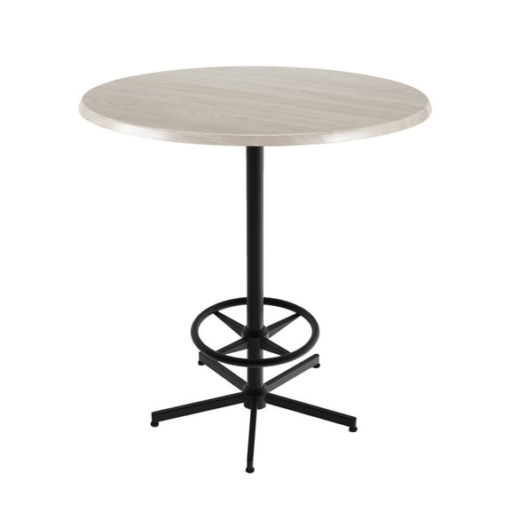 Holland 42" Black Square Base Round Table in 36" White Ash Top