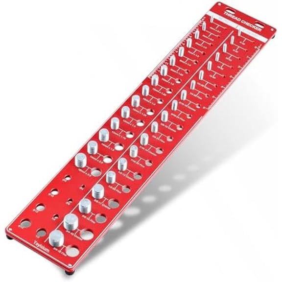 42 Thread Checker - Nut and Bolt Size Gauge With 19 Standard & 15 Metric Identifiers, 8 Drill Bit Gauge From #6 to 3/4"