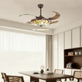 thumbnail image 1 of 42” Tiffany Style Retractable Ceiling Fan with LED Chandelier, 3-Color Change, Remote Control, 3 Speed Settings, Modern Acrylic & Copper Design for Bedroom and Living Room, 1 of 11