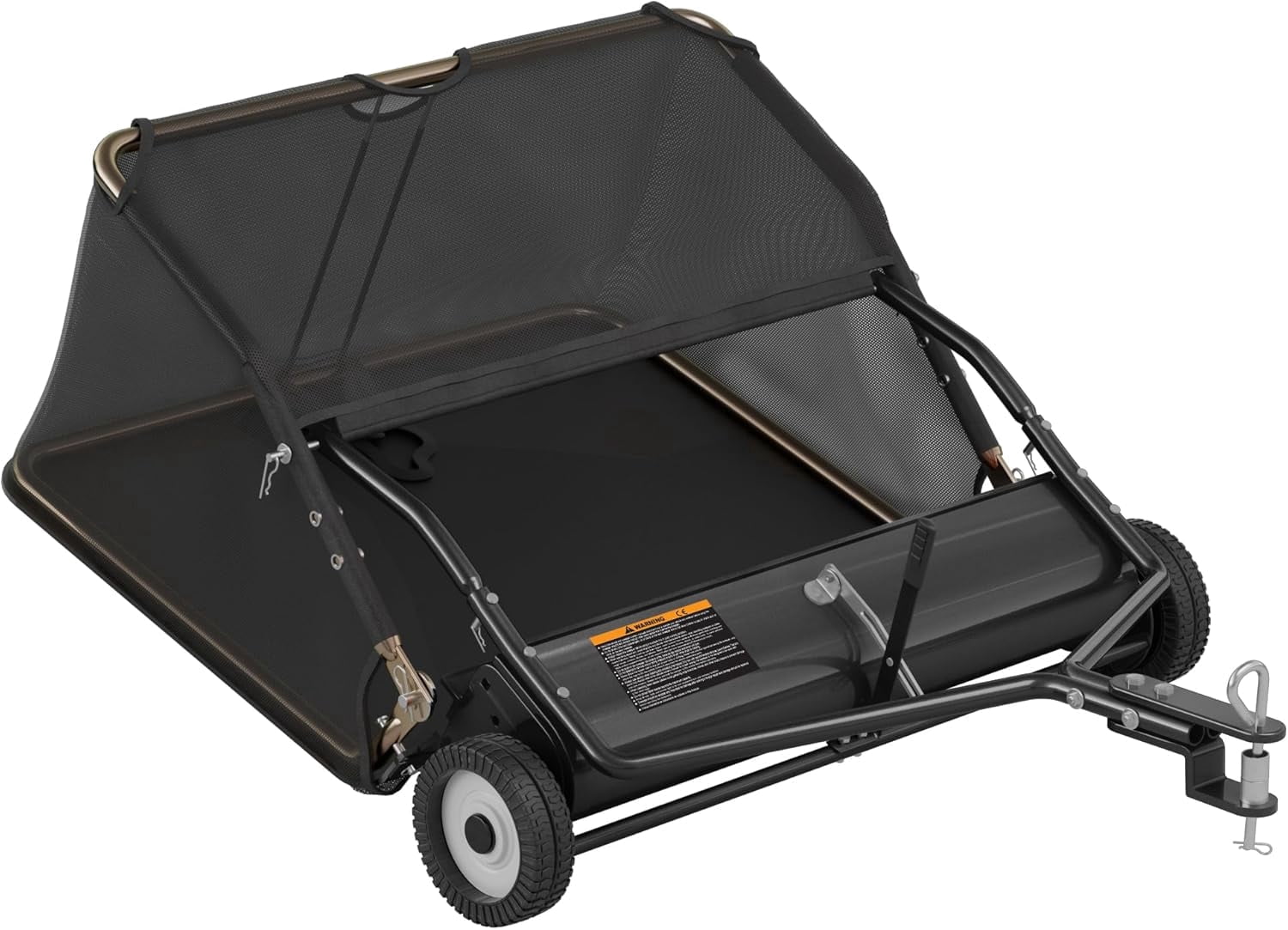 42" Tow-Behind Lawn Sweeper, 18.55 Cu.ft Large Hopper Leaf & Grass Collector, Adjustable Height, Easy Dumping Rope, Heavy Duty Yard Cleanup Tool for Lawn Tractor ATV,Universal Hitch,Black