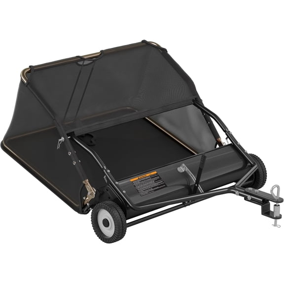 42" Tow-Behind Lawn Sweeper, 18.55 Cu.ft Large Hopper Leaf & Grass Collector, Adjustable Height, Easy Dumping Rope, Heavy Duty Yard Cleanup Tool for Lawn Tractor ATV,Universal Hitch,Black