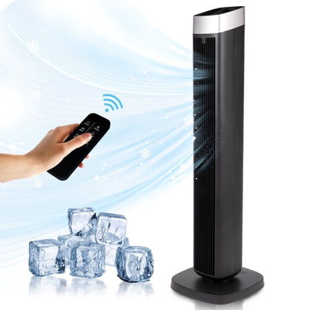 42" Tower Fan with 3 Speeds & 3 Modes, 25dB Quite Standing Fan for Home,120° Oscillating Bladeless Fan Equipped Remote Control,28ft/S Powerful Airflow