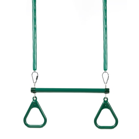 Playset Trapeze Bar and Gym Rings Kit, with 42" Soft Grip Zinc Chains for Jungle Gyms and Swing Sets 1 PK