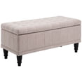 thumbnail image 1 of 42" Tufted Linen Storage Ottoman Bench with Soft-Close Lid for Living Room, Bedroom, Entryway, 1 of 11